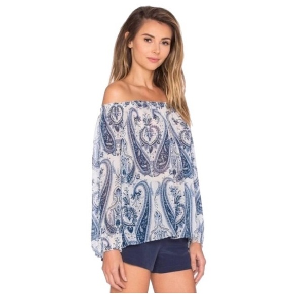 Joie Silk Off The Shoulder Paisley Blouse - Picture 2 of 9